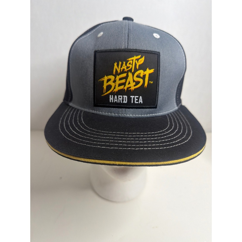 Nasty Beast Hard Tea Snapback Hat Black Grey Flat Brim Promo Cap Adjustable